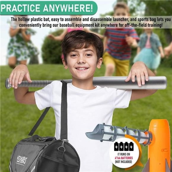 Kids Auto Baseball Pitching Machine Outdoor Toy Set - Training Equipment - Picture 4 of 6